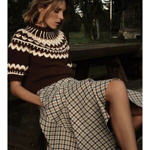 NWT Zara short sleeve jacquard knit sweater